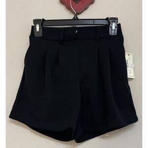 No Comment Womens Small Black High-Waist Casual Stretch Dress Shorts! NWT! A3308